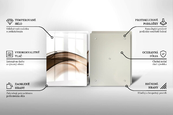 Kuchynská doska veľká zo skla Abstraktné hnedé čiary