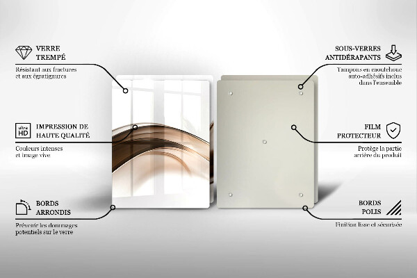 Kuchynská doska veľká zo skla Abstraktné hnedé čiary