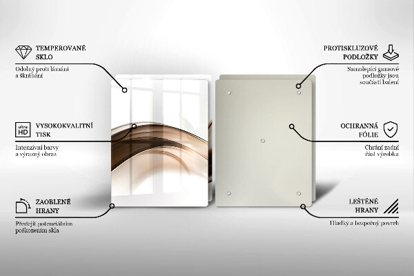 Kuchynská doska veľká zo skla Abstraktné hnedé čiary
