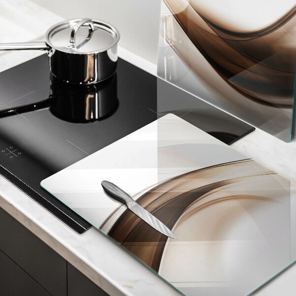 Kuchynská doska veľká zo skla Abstraktné hnedé čiary