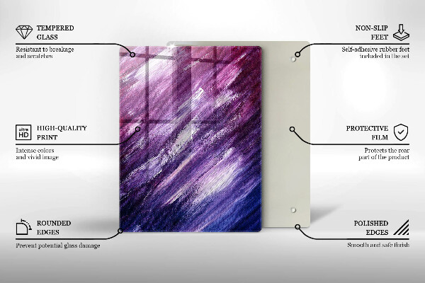 Sklenená doska na krájanie Šedá farba