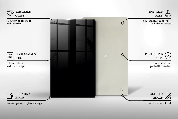 Sklenená doska na krájanie Čierna farba