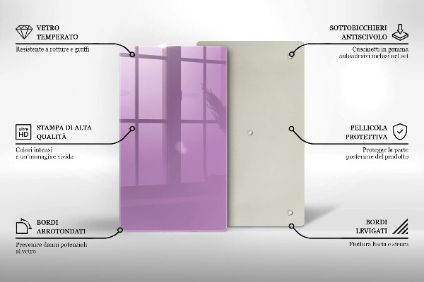 Sklenená doska na krájanie Fialová farba