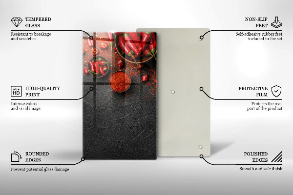 Kuchynská doska zo skla Červené chilli papričky