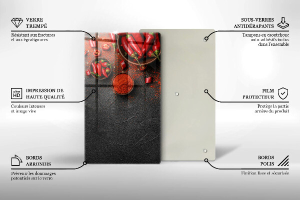 Kuchynská doska zo skla Červené chilli papričky