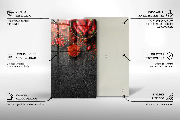 Kuchynská doska zo skla Červené chilli papričky