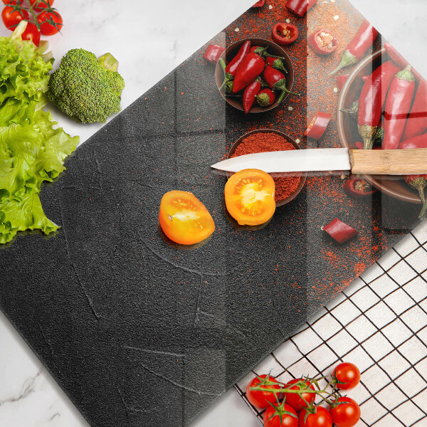 Kuchynská doska zo skla Červené chilli papričky