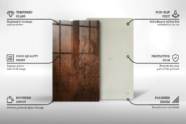 Kuchynská doska zo skla Doska z tmavého dreva