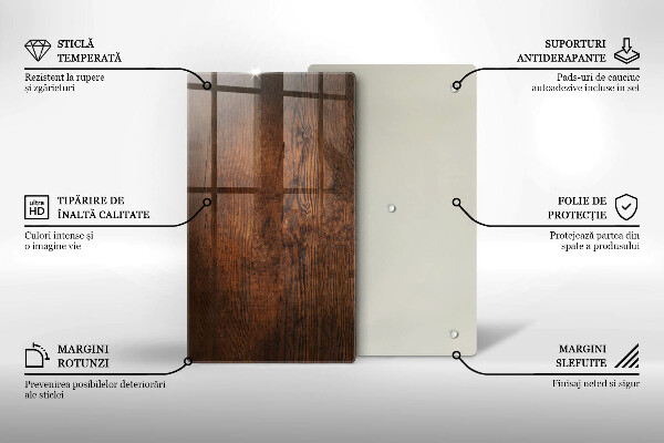 Kuchynská doska zo skla Doska z tmavého dreva