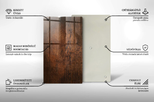 Kuchynská doska zo skla Doska z tmavého dreva