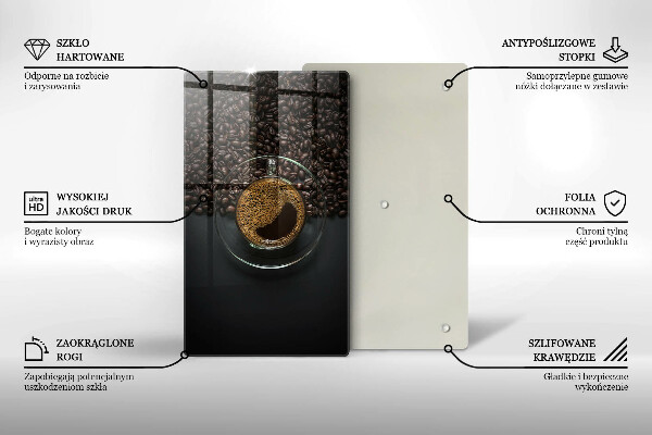 Kuchynská doska zo skla Káva a fazuľa