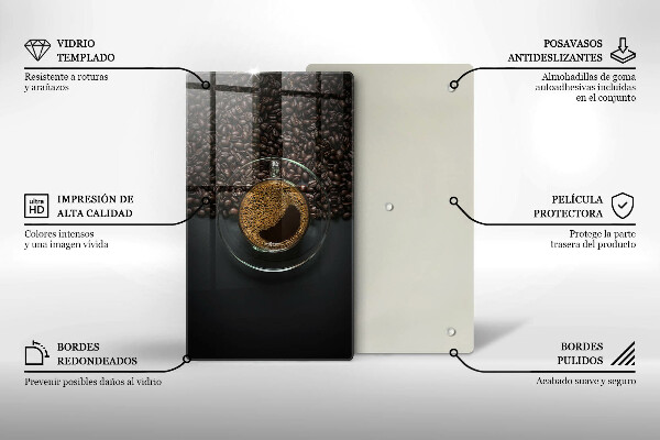 Kuchynská doska zo skla Káva a fazuľa