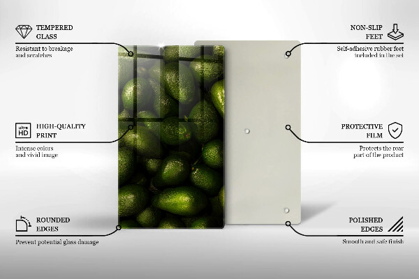 Kuchynská doska zo skla Ovocie avokáda