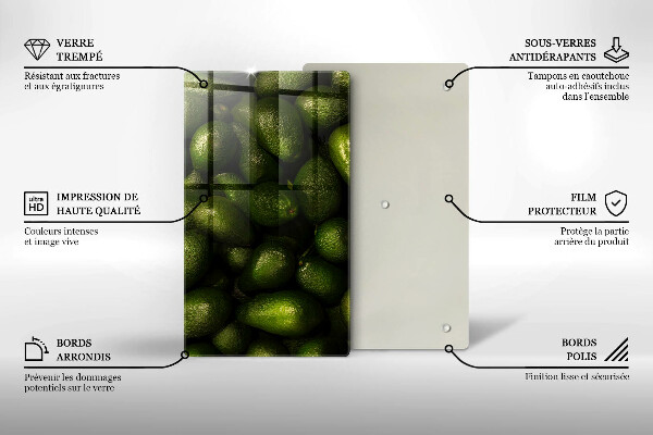 Kuchynská doska zo skla Ovocie avokáda