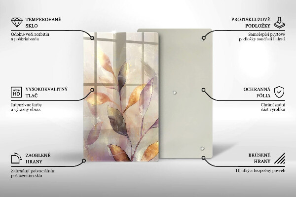 Kuchynská doska zo skla Maľované boho listy
