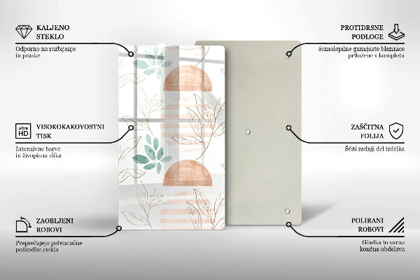 Kuchynská doska zo skla Vzor boho listov