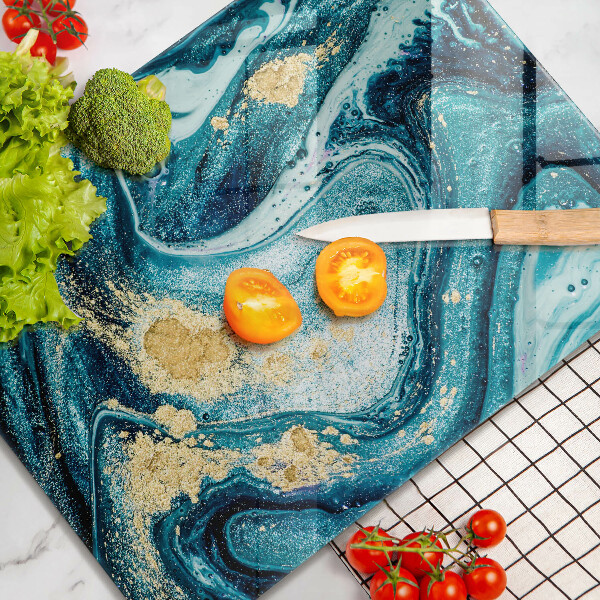 Kuchynská doska zo skla Modré zlato abstrakcia