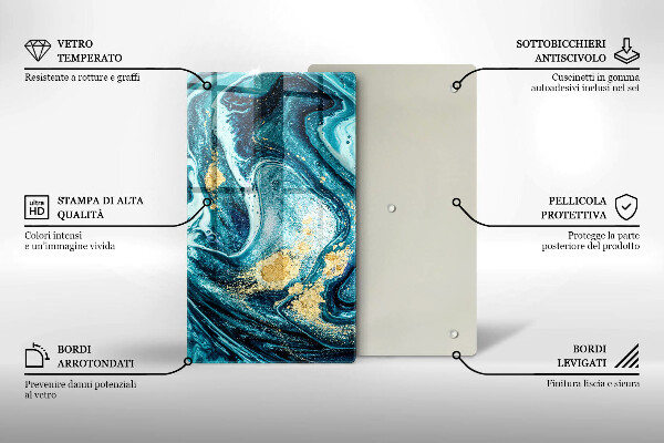 Kuchynská doska zo skla Modré zlato abstrakcia