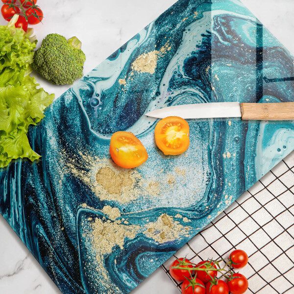 Kuchynská doska zo skla Modré zlato abstrakcia