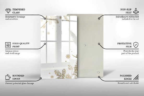 Sklenená doska na krájanie Zimné dekorácie
