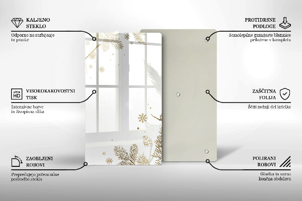 Sklenená doska na krájanie Zimné dekorácie