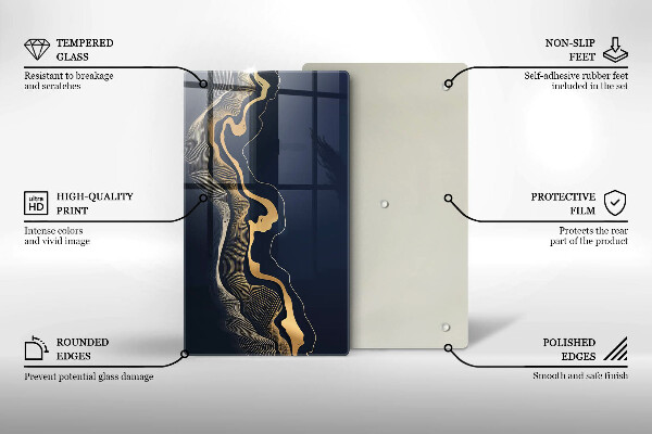 Kuchynská doska zo skla Abstraktné zlaté čiary