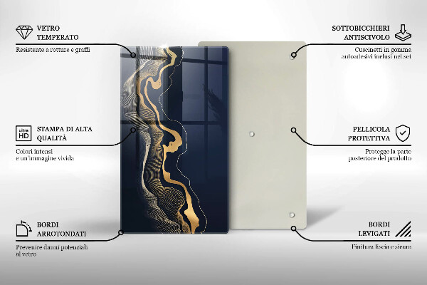 Kuchynská doska zo skla Abstraktné zlaté čiary