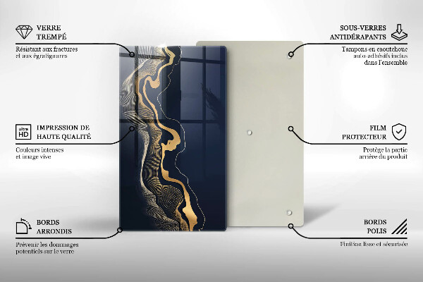 Kuchynská doska zo skla Abstraktné zlaté čiary