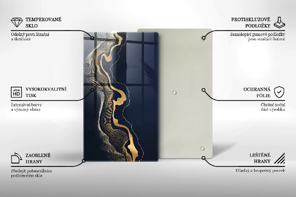 Kuchynská doska zo skla Abstraktné zlaté čiary