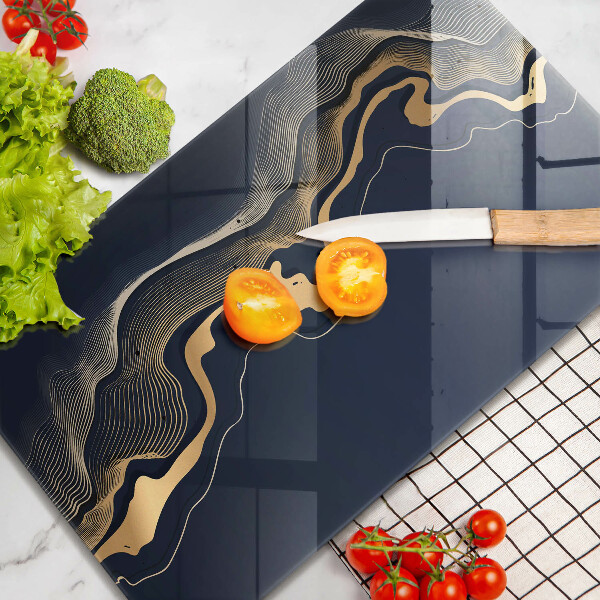 Kuchynská doska zo skla Abstraktné zlaté čiary