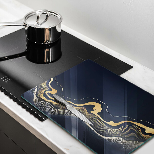 Kuchynská doska zo skla Abstraktné zlaté čiary