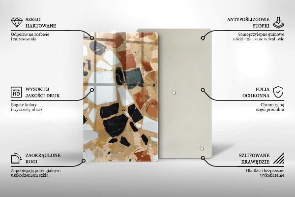 Sklenená doska na krájanie Doska s dekoratívnymi kameňmi