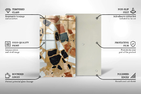 Sklenená doska na krájanie Doska s dekoratívnymi kameňmi