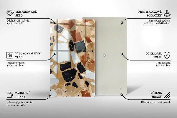 Sklenená doska na krájanie Doska s dekoratívnymi kameňmi