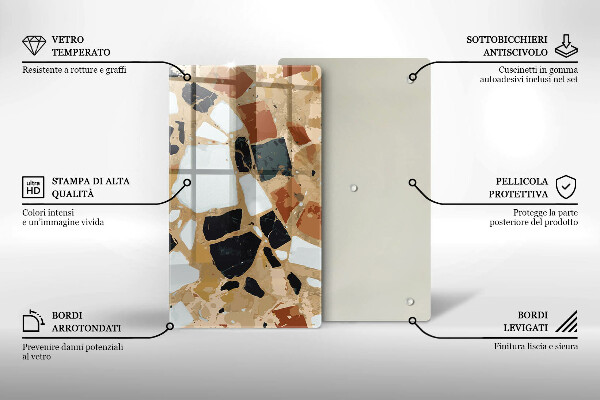 Sklenená doska na krájanie Doska s dekoratívnymi kameňmi