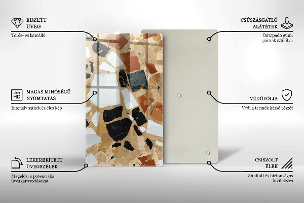 Sklenená doska na krájanie Doska s dekoratívnymi kameňmi