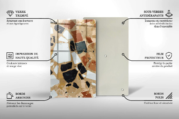 Sklenená doska na krájanie Doska s dekoratívnymi kameňmi