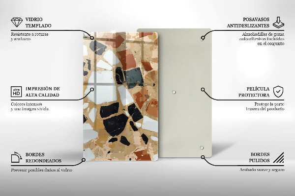 Sklenená doska na krájanie Doska s dekoratívnymi kameňmi