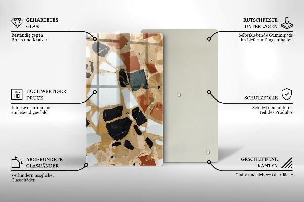 Sklenená doska na krájanie Doska s dekoratívnymi kameňmi