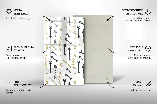 Kuchynská doska zo skla Vzor boho šípok