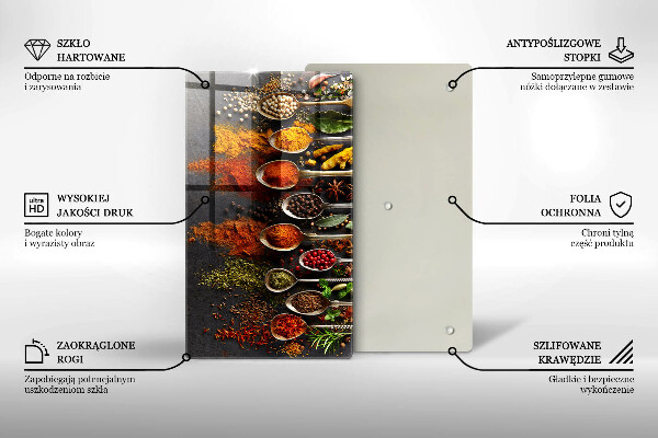 Kuchynská doska zo skla Lyžice s korením
