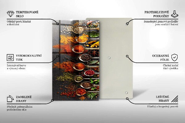 Kuchynská doska zo skla Lyžice s korením
