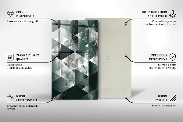 Kuchynská doska zo skla Trojuholníky a voda