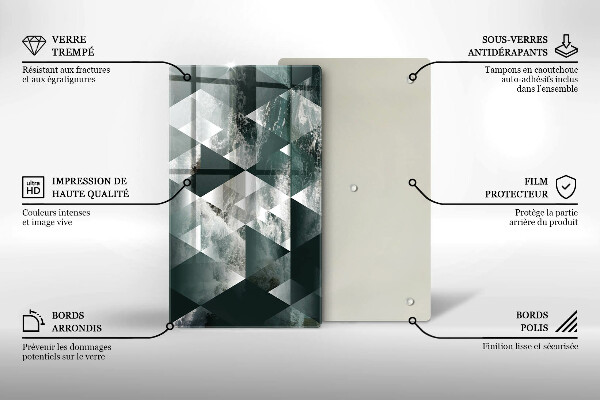 Kuchynská doska zo skla Trojuholníky a voda