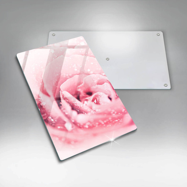 Kuchynská doska zo skla Kvapky rosy a kvet ruže
