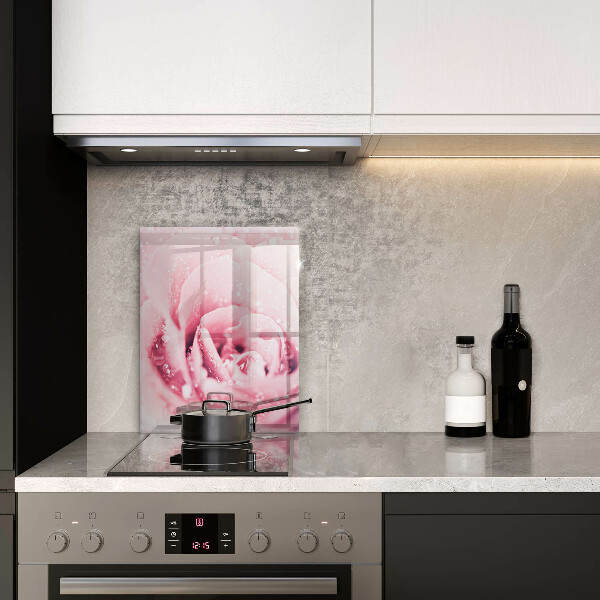 Kuchynská doska zo skla Kvapky rosy a kvet ruže