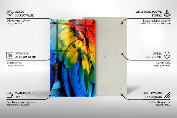 Kuchynská doska zo skla Farebné papagájové perie