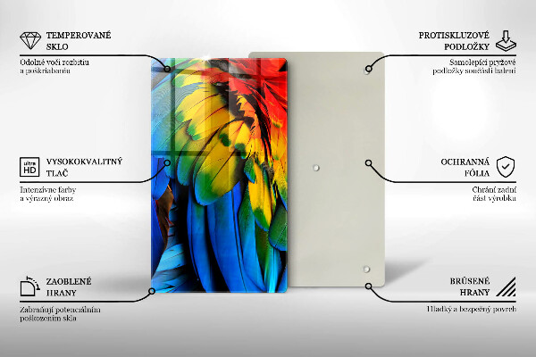 Kuchynská doska zo skla Farebné papagájové perie