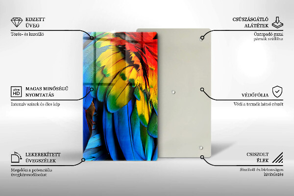Kuchynská doska zo skla Farebné papagájové perie