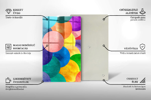 Kuchynská doska zo skla Farebné kruhy